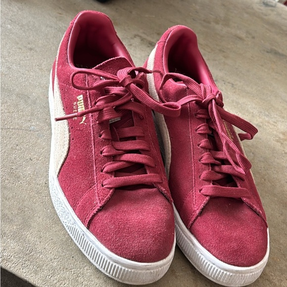 PUMA Men’s Burgundy Suede Sneakers size 8 - Picture 1 of 5